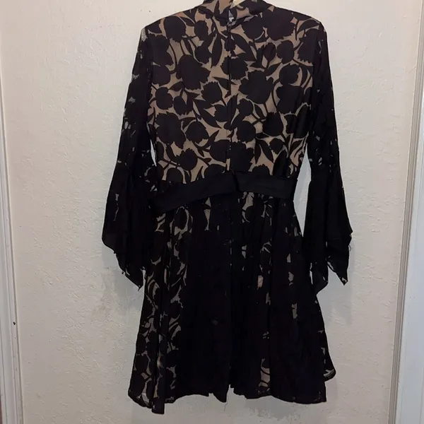 Vintage 1950s Floral Black Lace Wedding Dress Handmade - Image 8