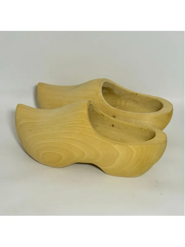 Dutch Holland Handmade Traditional Plain Solid Wood Wooden Clog Shoes Size 39 - Image 15
