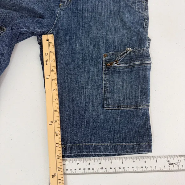 Jones Wear Jeans Cargo Shorts Womens‎ 8 Stretch Utility Multi Pocket Blue Denim - Image 9