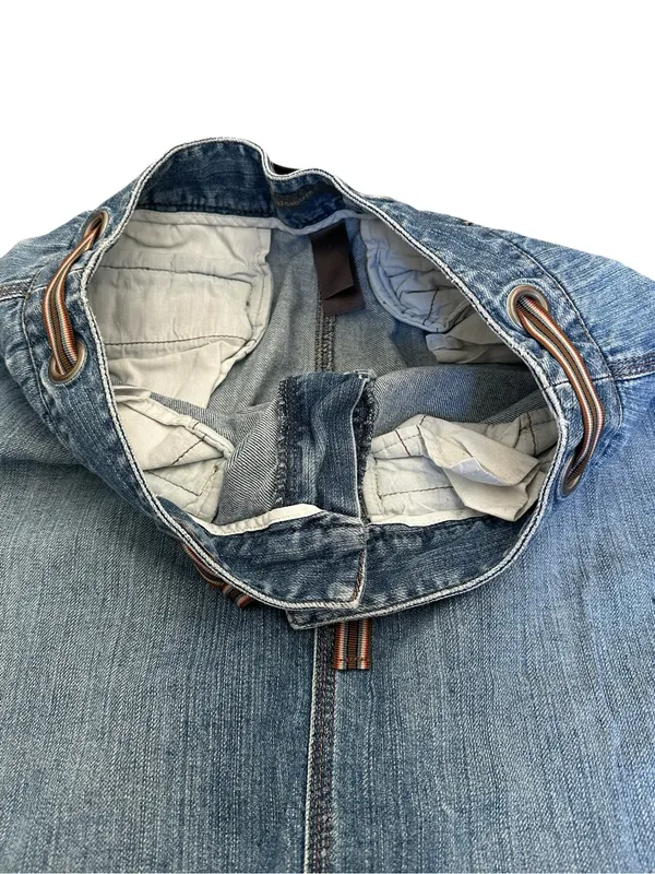 Vintage Y2K Denim Skirt Size 6 Low Rise Grommet Ribbon Belt Boho Streetwear - Image 3