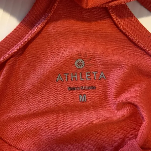 Athleta Tank Racer‎ Back Relaxed Crew Neck Size Medium Style 868815 Coral Orange - Image 3