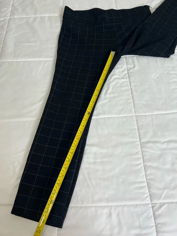 Ann Taylor Womens Black Plaid Checkered Stretch Dress Pants Size L Workwear Preppy - Image 7