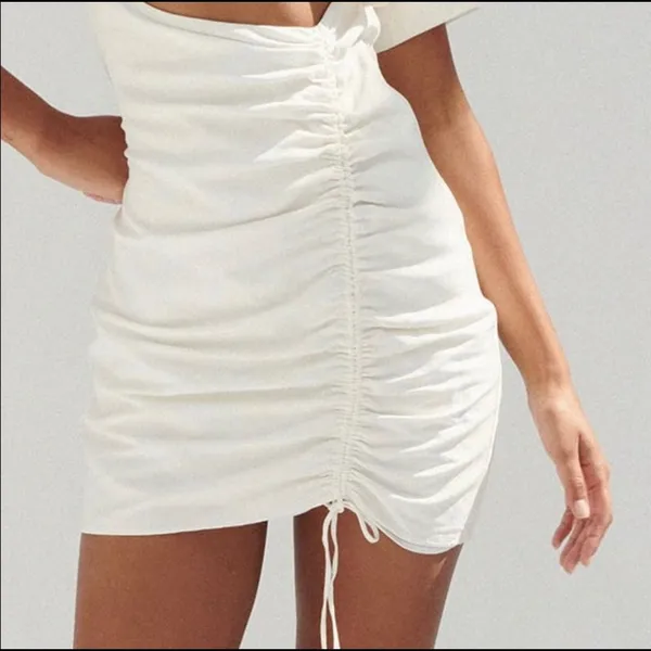 Zara NEW CUT OUT STRETCHY LINEN BLEND DRESS - Image 5