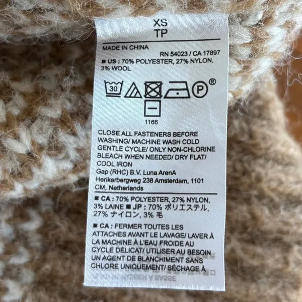 Banana Republic Oversized Cotton Sailor Sweater XS Wool Blend Waffle Knit Preppy - Image 4