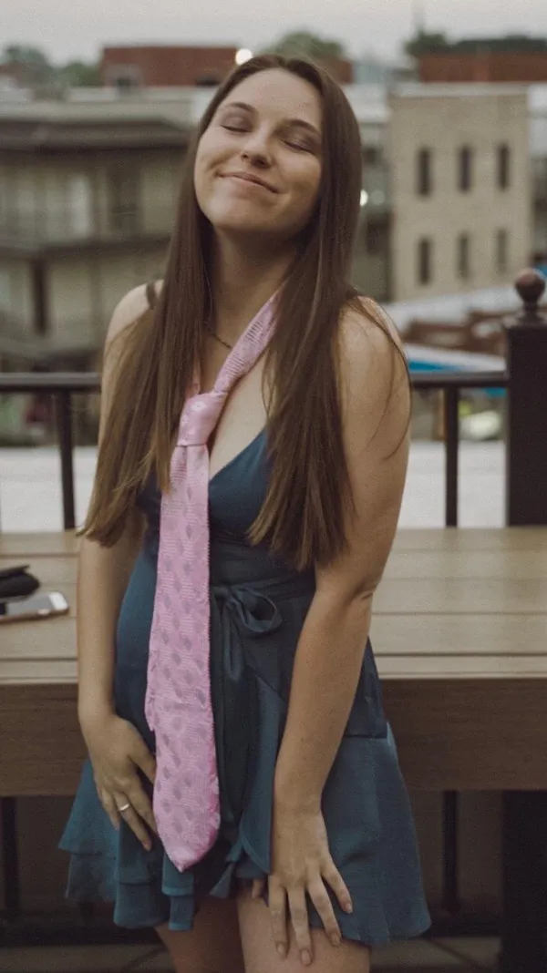 Here Comes the Sun Blue Silk Tie Dress - Image 4
