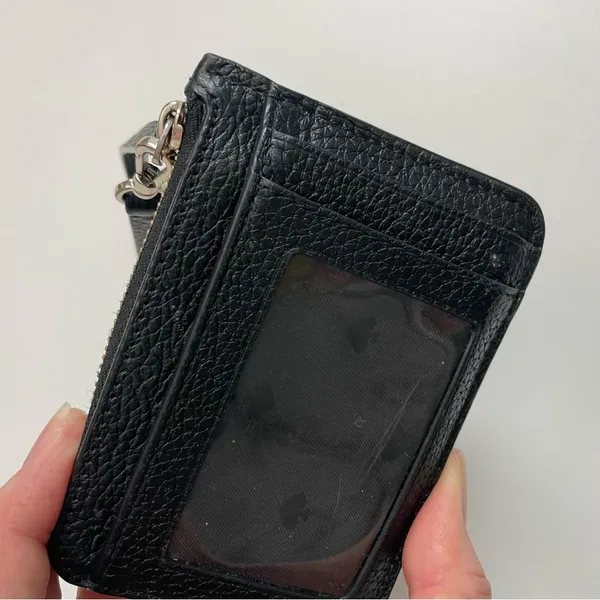 Kate Spade Leila Credit Card Holder Wristlet ID Key Ring Pebbled Leather Black - Image 6
