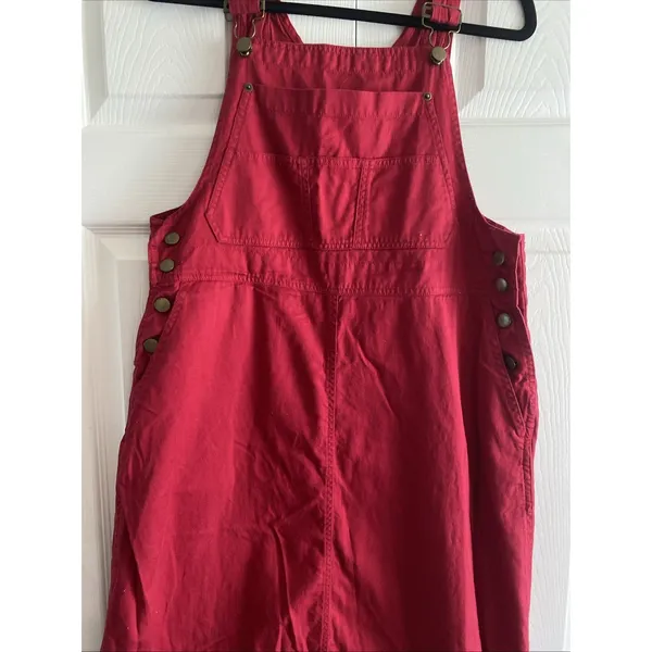 Sasson Signature Vintage Overall Dress Womens Size 4 Red Pinafore Cotton‎ Denim - Image 3