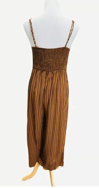 Heart Hips jumpsuit brown black L stripes rayon - Image 4