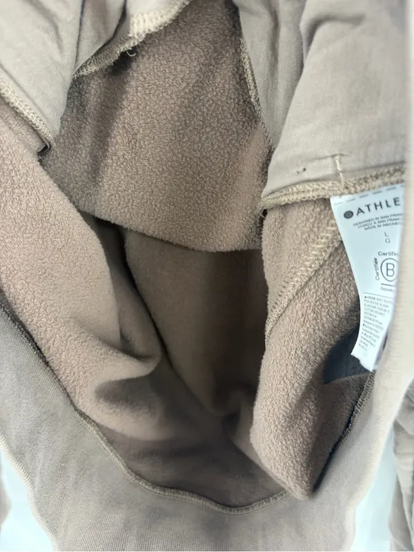 Athleta retro plush revive hoodie tan brown women’s L loungewear comfort - Image 5