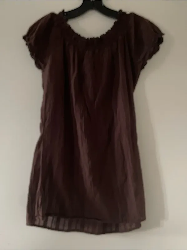 Maurice's Brown Boho Babydoll Peasant Top Medium Cottagecore Earthy 100% Gauze Cotton - Image 6