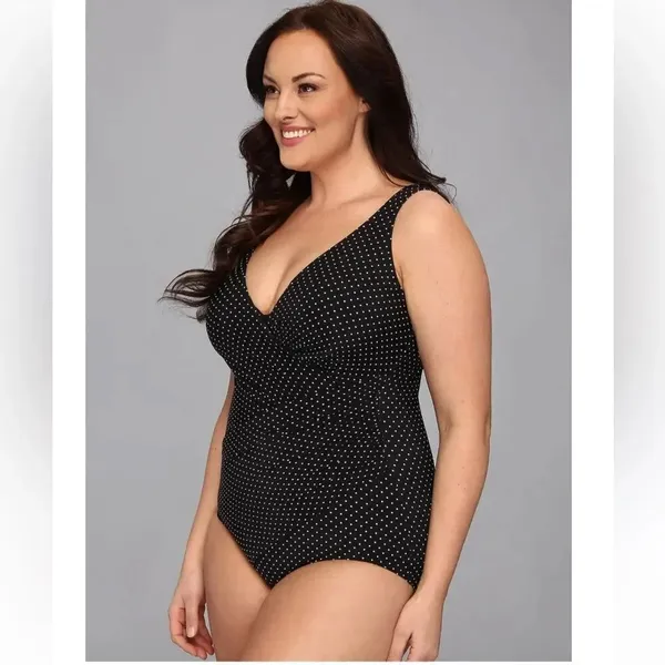 Miraclesuit Pin Point Oceanus V-neck Slimming One Piece Swimsuit - Image 2