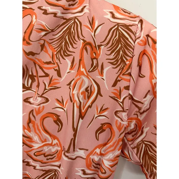 Pink Flamingo Tropical Romper Retro Vacation Outfit XS - Image 4