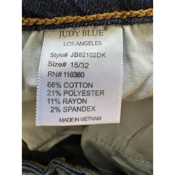 Judy Blue Relaxed Fit Jeans Women’s Size 15/32 Dark Blue Stretchy Tapered Leg - Image 7