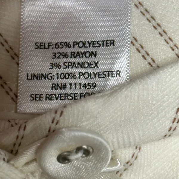 White House Black Market Pinstripe Capri Pants Cream Brown Size 6 Cropped‎ - Image 4