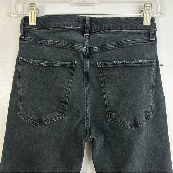 AGOLDE Toni Black Mid Rise Ankle Denim Jeans Raw Hems Size 25 - Image 11