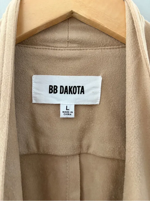 BB Dakota Faux Suede Waterfall Jacket Beige Open Front Drape Large Boho Western - Image 4