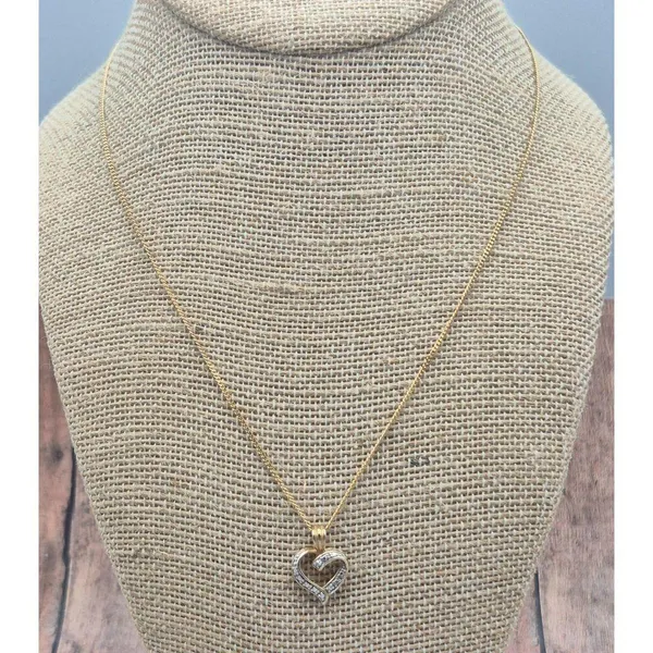 Cute 18" Curb Chain Dainty Two Tone Heart Pendant Necklace Valentine Sweetheart - Image 6