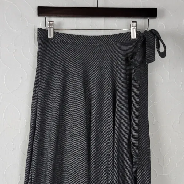Susina Women's Skirt XS Black Striped Wrap Knit Draped Soft Maxi Tie Waist - Image 3