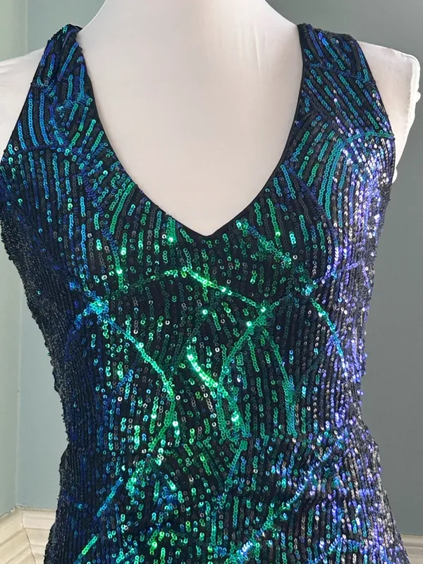 Sequin Dress with black, Green and Blue Pattern- xl nwot - Image 7
