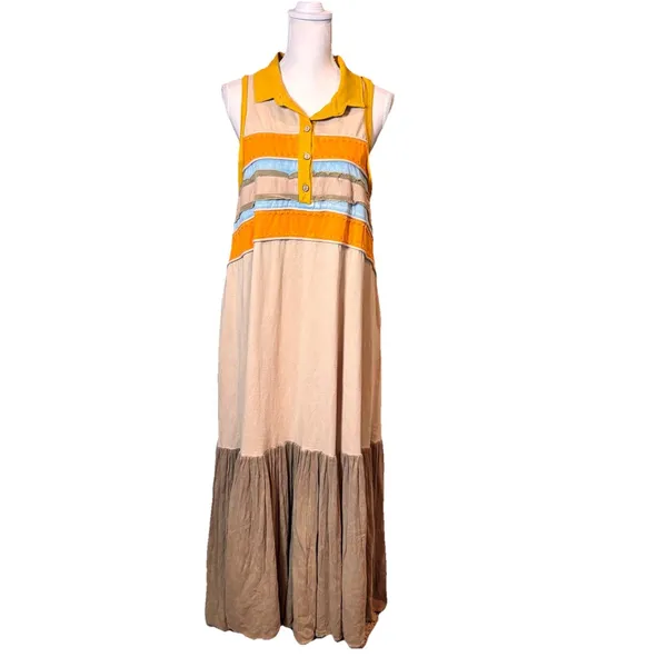 R2 The Red Raccoon Colorblock Maxi Dress Small‎ Sleeveless Boho Tiered - Image 3