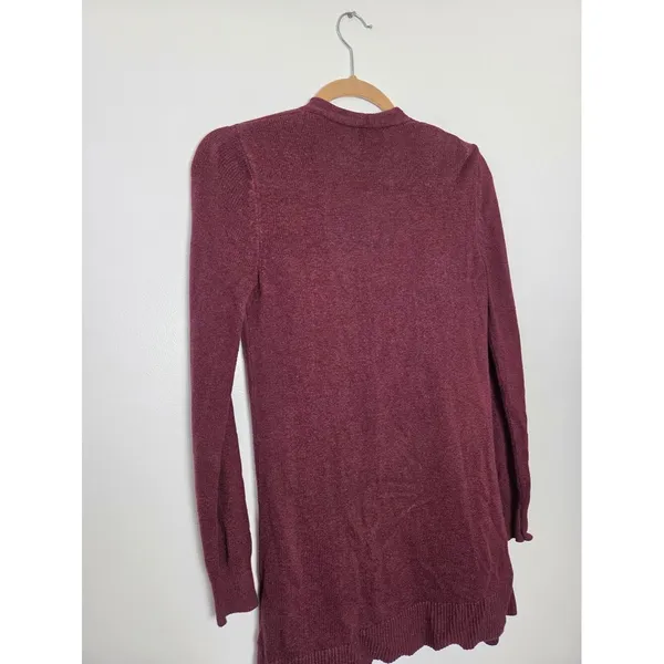 Old Navy Maroon Burgundy Cardigan Sweater Oversized Open Front Cozy Teacher XS - Image 7
