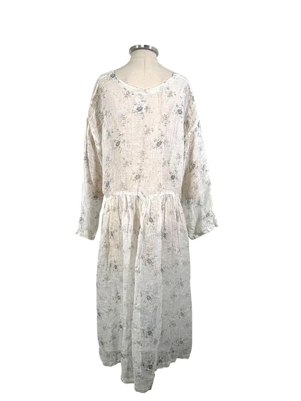 Namsar Linen Gauze Floral Print Oversized Midi Dress Size L/XL - Image 4
