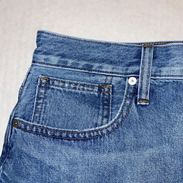 Madewell Womens 28 Rigid Denim‎ Relaxed Mini Skirt in Rosehill Wash Blue Raw Hem - Image 3