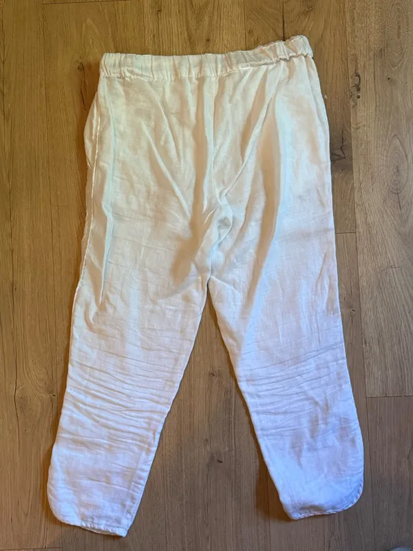 Caslon White Linen Pull On Ankle Pants Size Small - Image 2