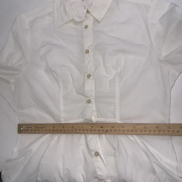 FREE PEOPLE White All The Time Tunic Peplum Button Up Boho Cottagecore Shirt XS‎ - Image 11