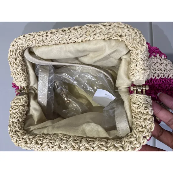 NWT Ann Taylor Loft Woven Straw Dumpling Handbag - Image 3