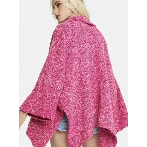 Free People Slouchy BFF Cardigan Large Pink Prickly Pear Oversized Boucle Knit - Image 13