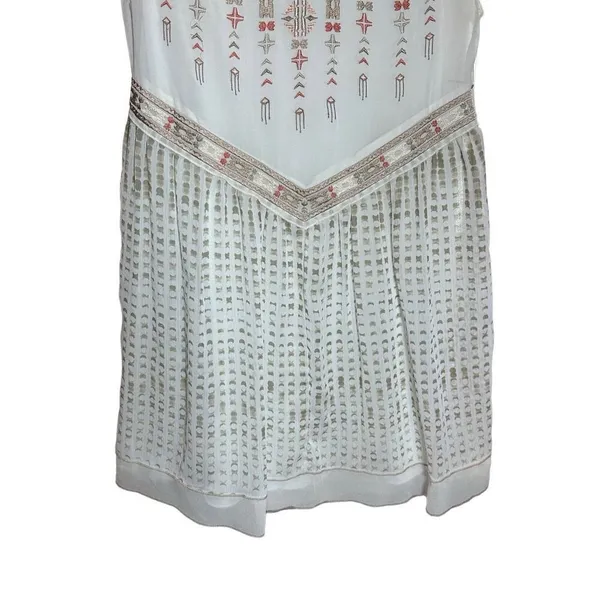 One September Anthropologie White‎ Embroidered Sleeveless Shift Dress Small - Image 9