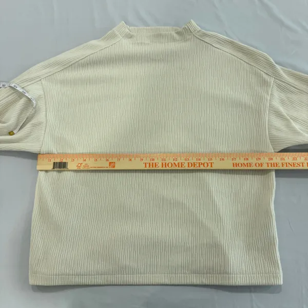 Madewell Striped Jacquard Textured Funnel neck Top‎ Antique Cream Size Medium - Image 4