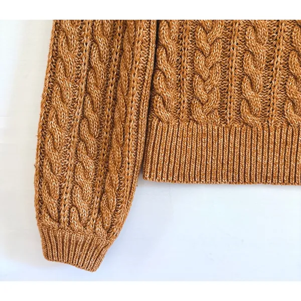 Abercrombie & Fitch Womens Brown Cable Knit Raglan Crew Neck Sweater Small - Image 5