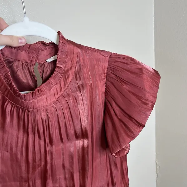 Women's Red Dress Holiday Christmas Shimmer Sparkle Tiered Short Flutter Sleeve‎ - Image 6