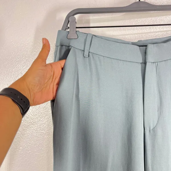 Zara Wide Leg Trousers High Waist Flowy‎ Palazzo Pant Career Sage Green Large - Image 5