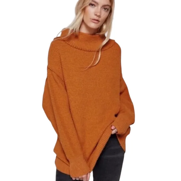 Pilcro Cowl Neck Sweater Burnt Orange Ginger‎ Knit Womens M - Image 2