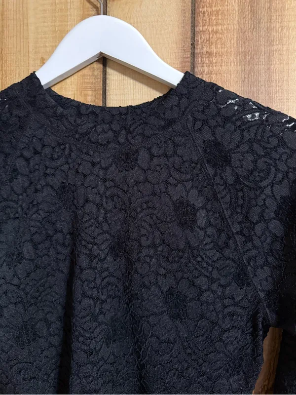 Free People Intimately Cloud Ride Black Lace Long Sleeve Top Size L - Image 7