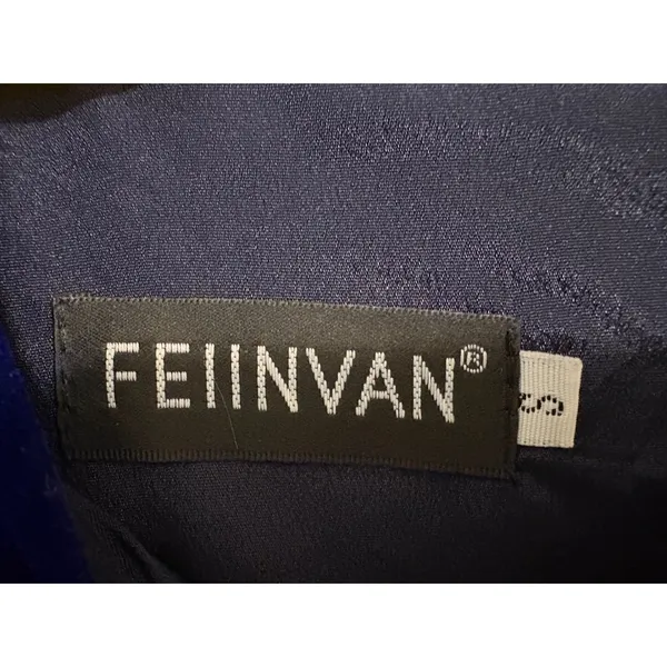 Feiinvan Navy‎ Velvet Fit & Flare Dress A Line Holiday Party Small - Image 4