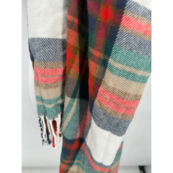 J.Crew Plaid Blanket Scarf Oversized Tartan Fringe Preppy Holiday Academia - Image 2