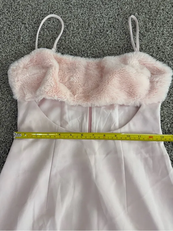 Naked Wardrobe Baby Pink Faux Fur Trim Bodycon Mini Dress Y2K - Image 7