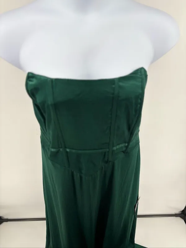 Lulus Extraordinary Presence Satin Strapless Maxi Dress 2X Dark Green NWT - Image 6