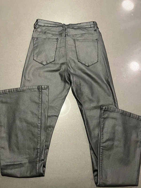 Edikted Faux Luna Leather Flare Pants - Image 6