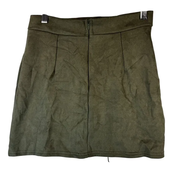 Y2K Vestidos Olive Green Mini Skirt Faux Suede Lace Up‎ M Goblincore Festival - Image 2
