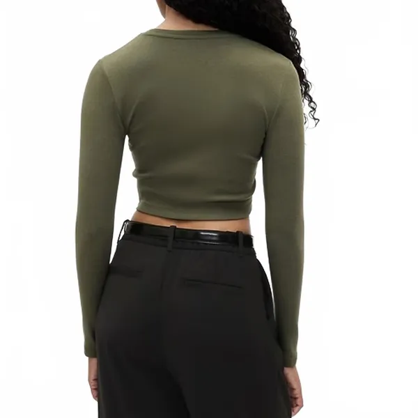 Gap Cotton Modal Blend Modern Crop T-Shirt Olive Green NWT Size Medium - Image 2