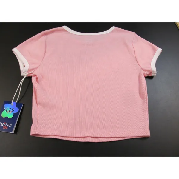Limited Too Virgo Crop Top Baby Tee NWT Small Pink Zodiac Rhinestone Ringer - Image 7