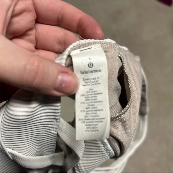 Lululemon Energy Sports Bra Long Line Texture Ribbed Padded White Size 6 - Image 5