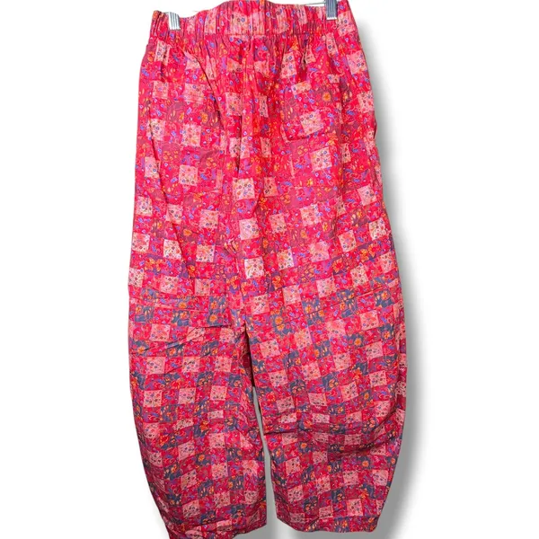 NEW FP Movement Free People Game Day Meadow Red Patter Printed Barrel Leg Pants - Image 8