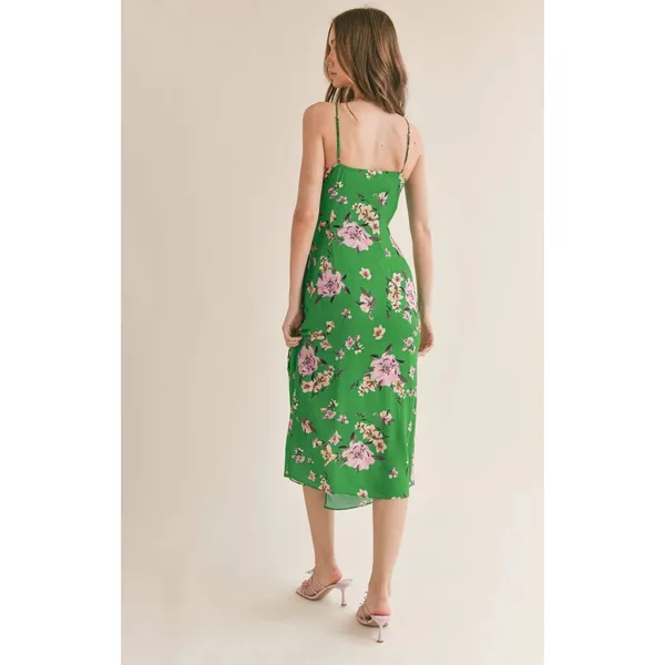 Sage The Label Greener Side Floral Wrap Midi Dress Green Small NWT - Image 7
