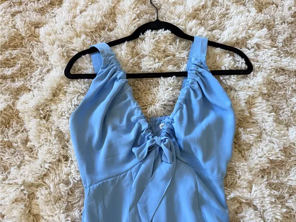 Abercrombie & Fitch Sky Blue Midi Dress with Front Tie - Image 2